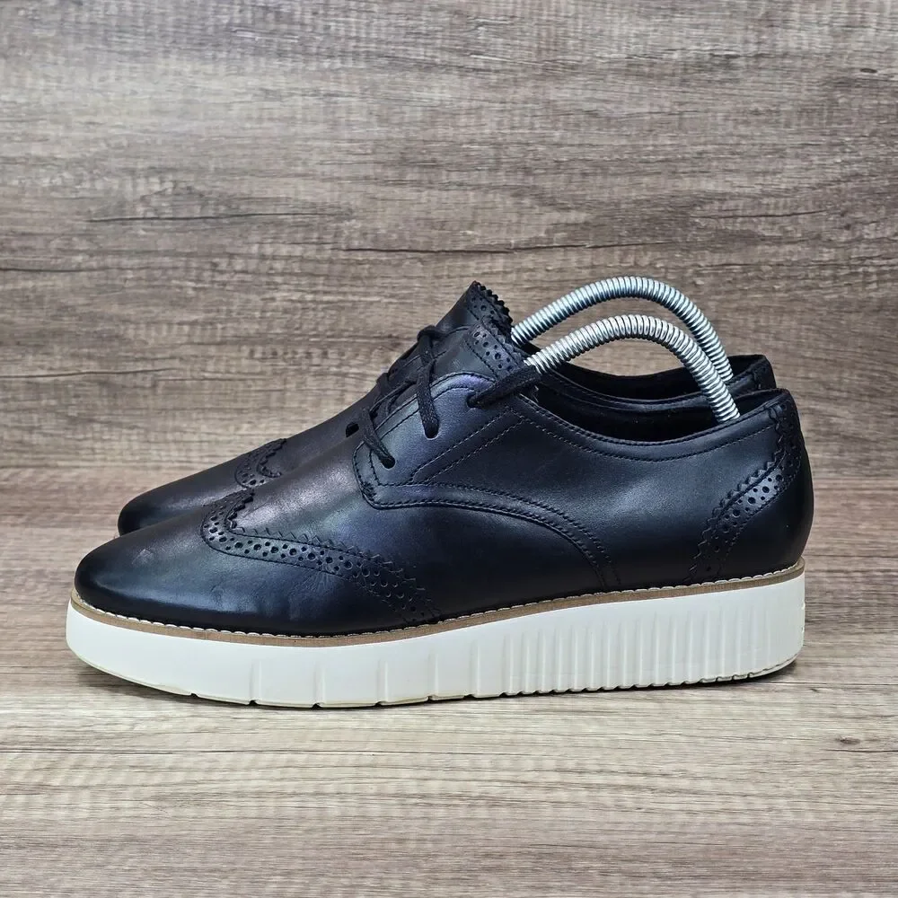 Cole Haan Grand City Platform Women's Size 10B Black Leather Oxford Shoes W30715
